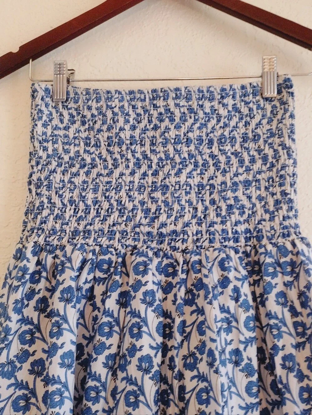 Ina i:na Blue & White Strapless Floral Tiered Dress